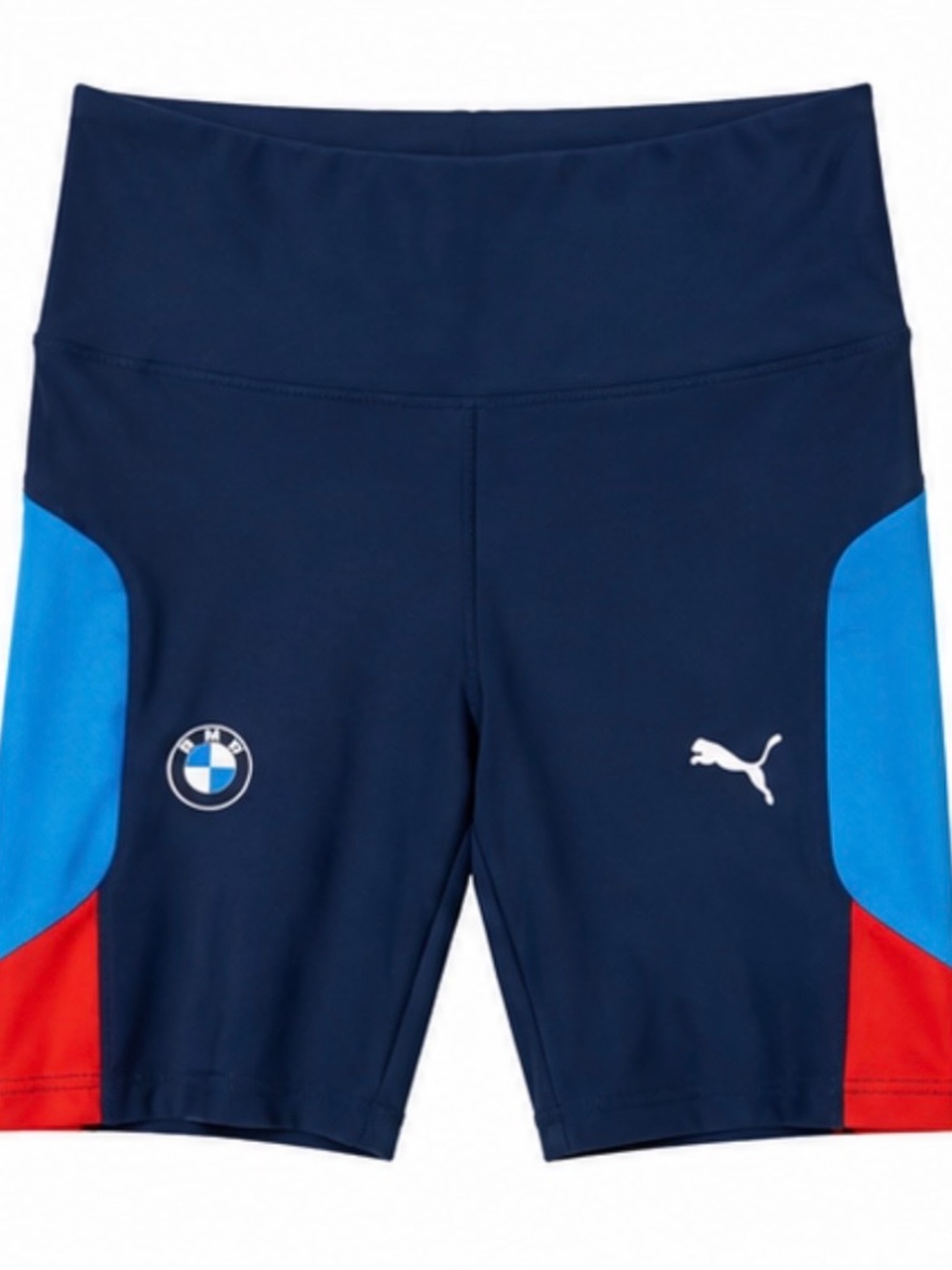 PUMA BMW M Motorsport Women’s Biker Shorts Blue Colorblock Size S NWT